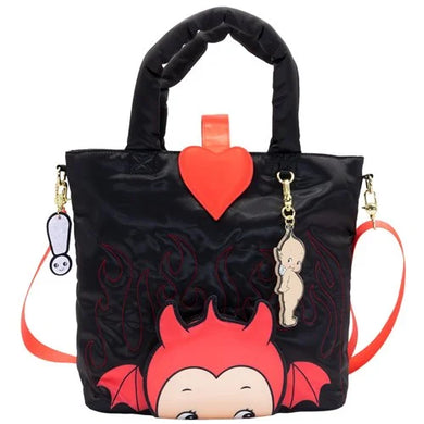 Whatever Makes You Happy Kewpie Devil Puffy Tote Bag with Angel Acrylic Charm