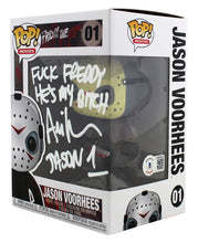 Load image into Gallery viewer, Ari Lehman Signed "Friday the 13th" #01 Jason Voorhees Funko Pop! Vinyl Figure Inscribed "F*** Freddy, He's My B****" &amp; "Jason 1" (Beckett)