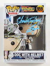 Load image into Gallery viewer, Christopher Lloyd Signed "Back to the Future" #959 Doc with Helmet Funko Pop! Vinyl Figure (Beckett)