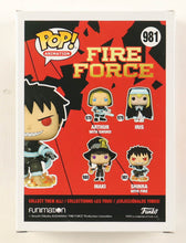 Load image into Gallery viewer, Derick Snow Signed "Fire Force" #981 Shinra with Fire Funko Pop! Vinyl Figure Inscribed "Shinra" (JSA)