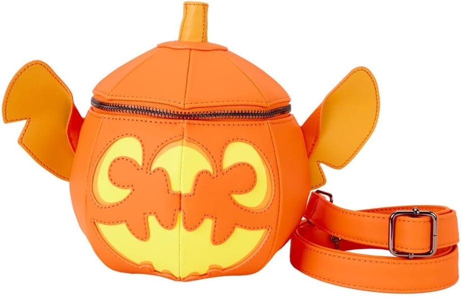 Loungefly Disney Stitch Pumpkin Head Figural Glow Crossbody Bag