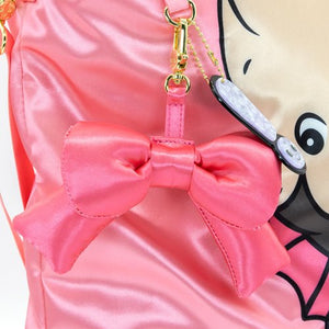 Whatever Makes You Happy Kewpie Black Bat Puffy Tote Bag with Bow Charm