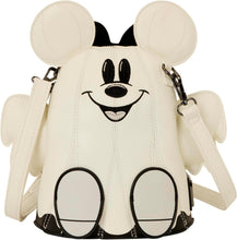 Load image into Gallery viewer, Loungefly Disney: Mickey &amp; Minnie - Ghost - Glow-in-the-Dark - Figural Crossbody Bag with 3D Bow