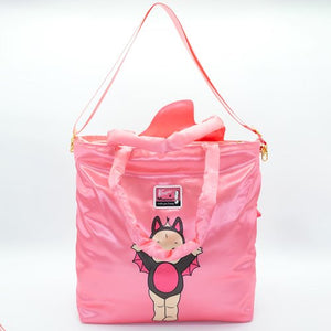 Whatever Makes You Happy Kewpie Black Bat Puffy Tote Bag with Bow Charm