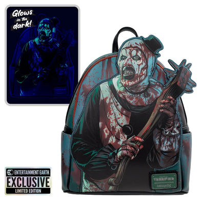 PREORDER MARCH - Terrifier Art the Clown Blood Splatter Glow-in-the-Dark Mini-Backpack - Entertainment Earth Exclusive