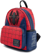 Load image into Gallery viewer, Loungefly Marvel Spider Man Classic Cosplay WDouble Strap Shoulder Backpack
