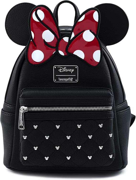 Loungefly Disney Minnie Mouse Bow Faux Leather Double Strap Shoulder Backpack