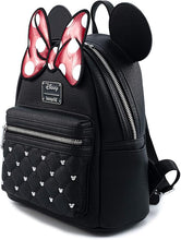 Load image into Gallery viewer, Loungefly Disney Minnie Mouse Bow Faux Leather Double Strap Shoulder Backpack