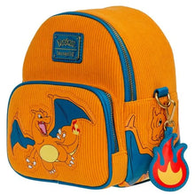 Load image into Gallery viewer, Pokemon Charizard Corduroy Convertible Mini-Backpack - Entertainment Earth Exclusive
