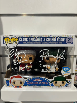Clark Griswold and Cousin Eddie Signed 2 Pack FYE Chevy Chase Randy Quaid Beckett