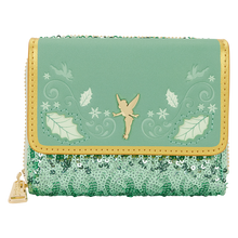 Load image into Gallery viewer, Peter Pan Tinker Bell Holiday Sequin Tri-Fold Wallet