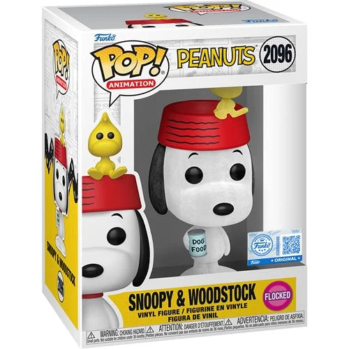 Peanuts PREORDER DECEMBER - Snoopy & Woodstock Flocked Funko Pop! Vinyl Figure #2096 - Entertainment Earth Exclusive