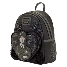 Load image into Gallery viewer, Loungefly MGM Wednesday Black Roses Mini Backpack