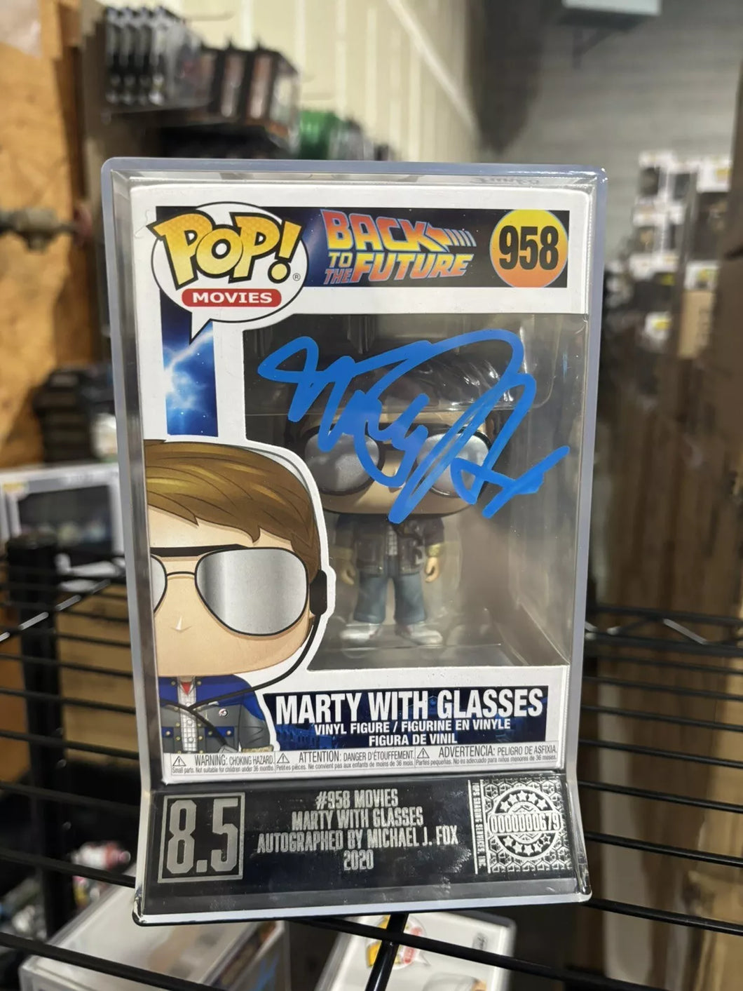 Michael j fox signed Marty with glasses funko pop with coa graded