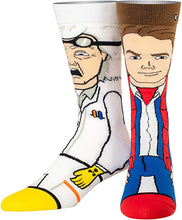 Load image into Gallery viewer, Odd Sox Men&#39;s Crew Socks - Doc &amp; Marty (Back to the Future)