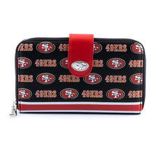 Load image into Gallery viewer, LOUNGEFLY NFL SAN FRANCISCO 49ERS LOGO ALLOVER PRINT BIFOLD WALLET