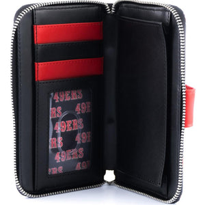 LOUNGEFLY NFL SAN FRANCISCO 49ERS LOGO ALLOVER PRINT BIFOLD WALLET