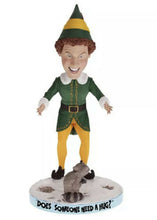Load image into Gallery viewer, Royal Bobbles Elf Buddy the Elf with Raccoon Bobblehead